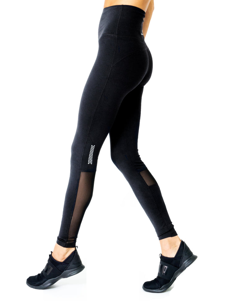 Love Your Body by Heather French Henry Energique Athletic Leggings With Reflective Strips and Mesh Panels
