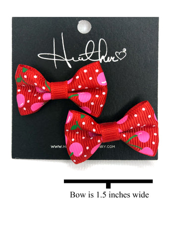 Red & Pink Cherry Bow Tie Earrings