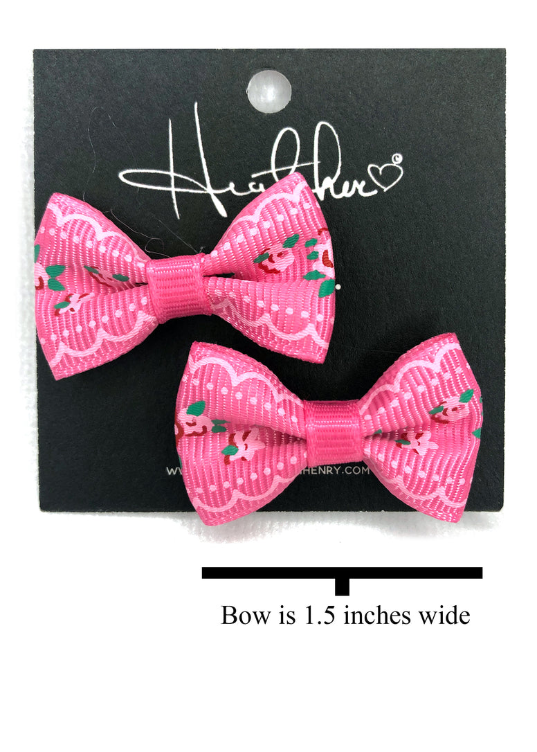 Dark Pink Rose Bow Tie Earrings