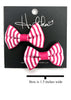 Pink Stripe Bow Tie Earrings