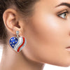 American Flag Heart Metal Earrings